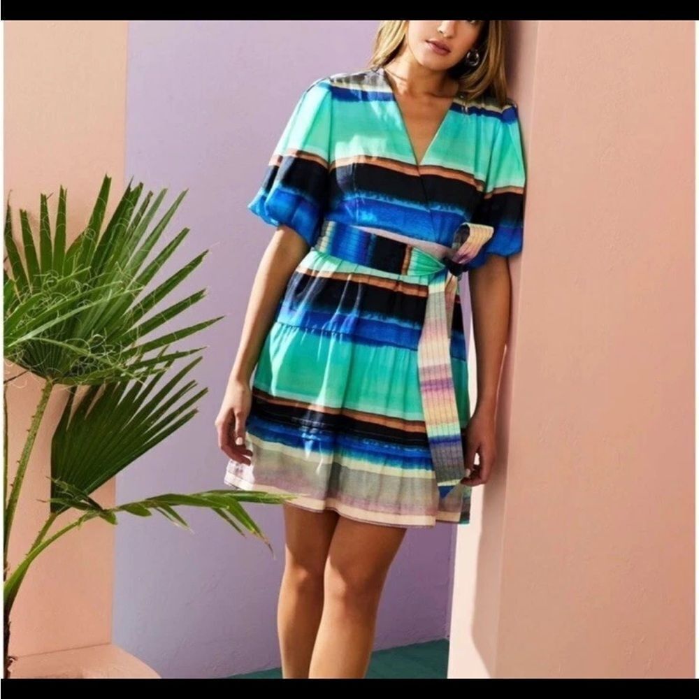 Marie Oliver Callie Tie Dye Silk Blend A Line Mini Dress
